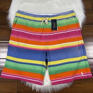 Polo Ralph Lauren Men's Size Large Striped 8.5 Spa‎ Terry Pull On Shorts $138
